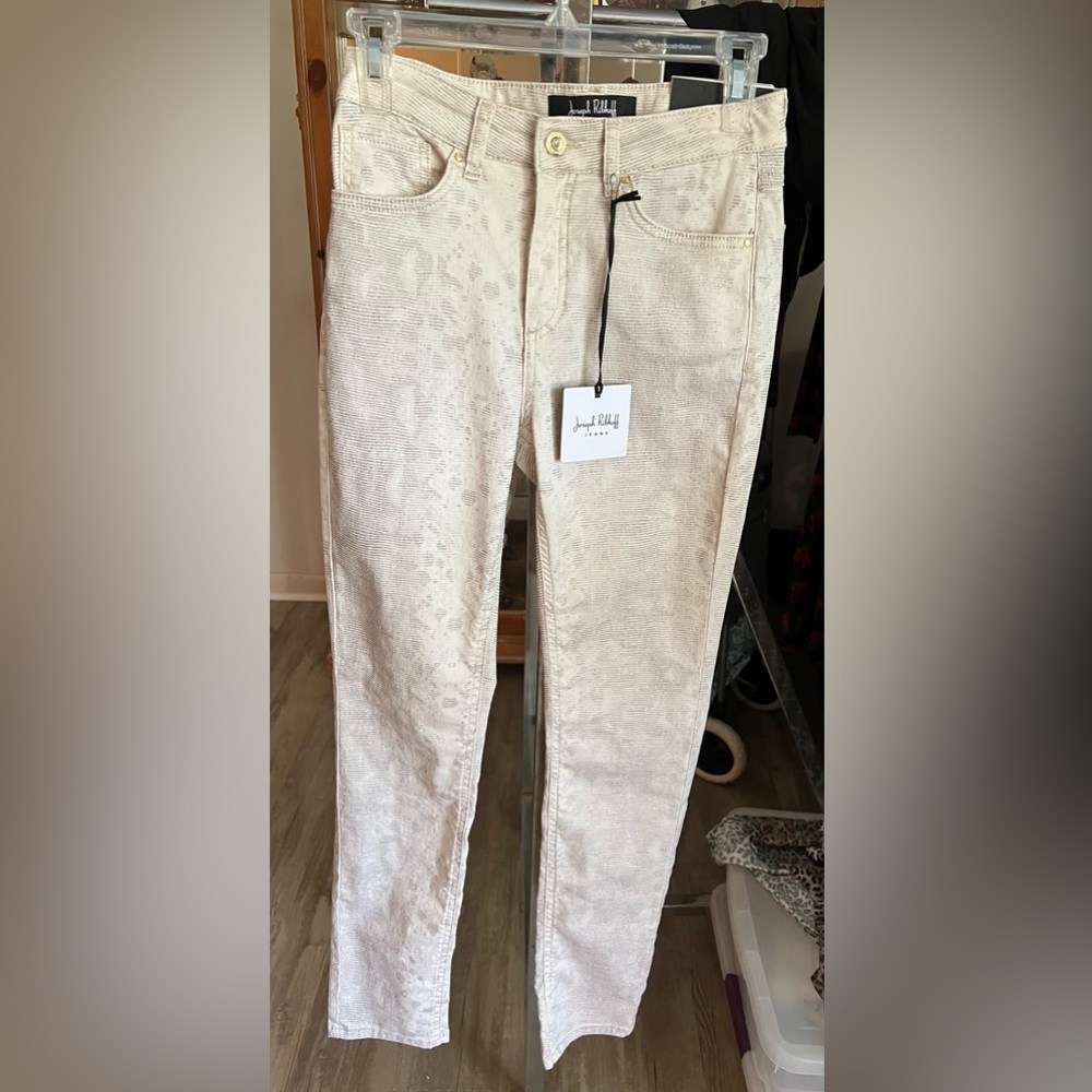 Joseph Ribkoff Shimmer Snakeskin Straight Leg High-Rise Pants
